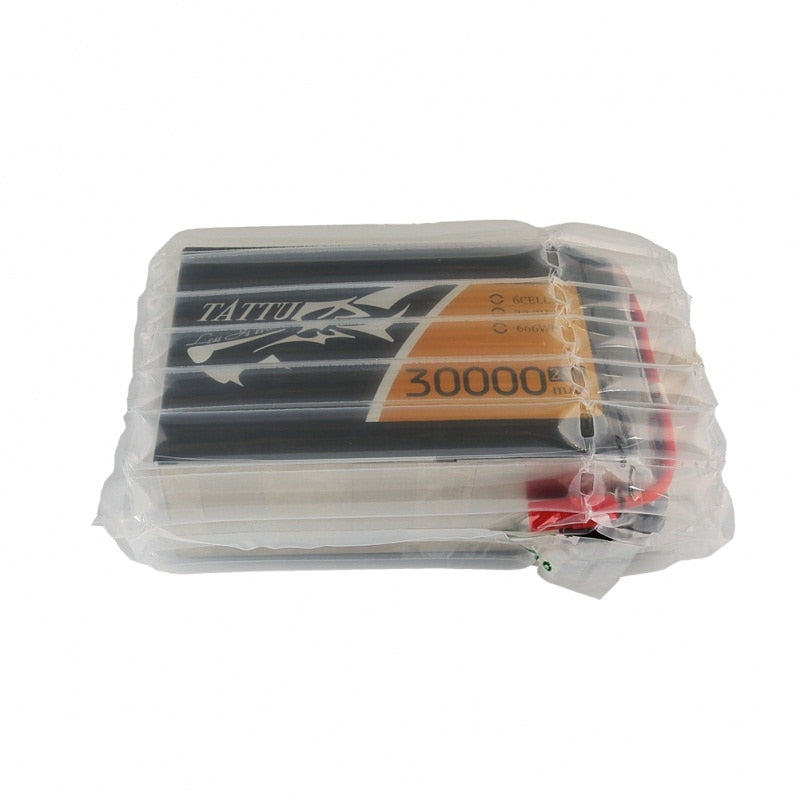 TATTU Batteries 6S 30000mAh 22.2V 25C 6S1P LiPo Battery Pack with AS150 + XT150 Plug Connector for UAV Drones