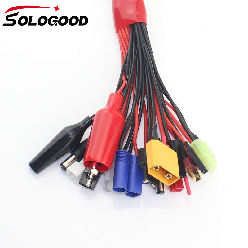 SoloGood 19 in1 RC Lipo Battery Charger Adapter Convert Cable 4mm Banana Plug to Traxxa JST FUTABAS/T-Plug XT90 EC3 EC5 Hxt TAMIYAS