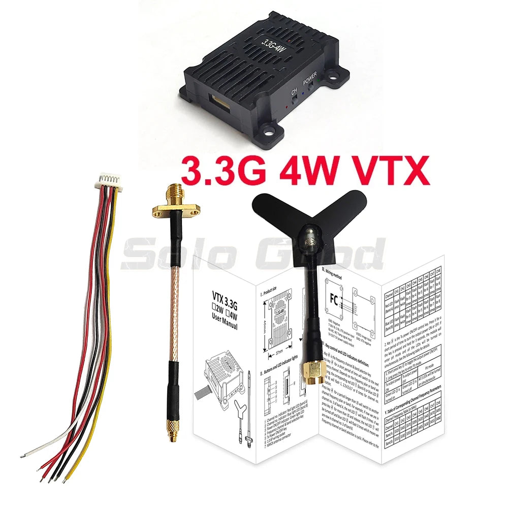 Long Range 3.3GHz 4W FPV Video Transmitter VTX 8CH 4000mW 3.3G VRX Receiver Kit for FPV RC Racing Drone Goggles