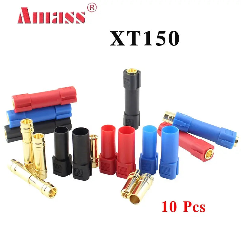10Pcs  AMASS XT150 Connector Adapter Male Female Plug 6mm Gold Banana Bullet Plug - Image #1