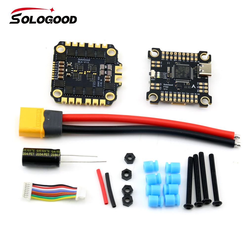 SoloGood F722 60A Stack ICM42688P FC BLHELI_S 4in1 ESC 30.5X30.5mm 2-6S Betaflight INAV Phone Adjustment