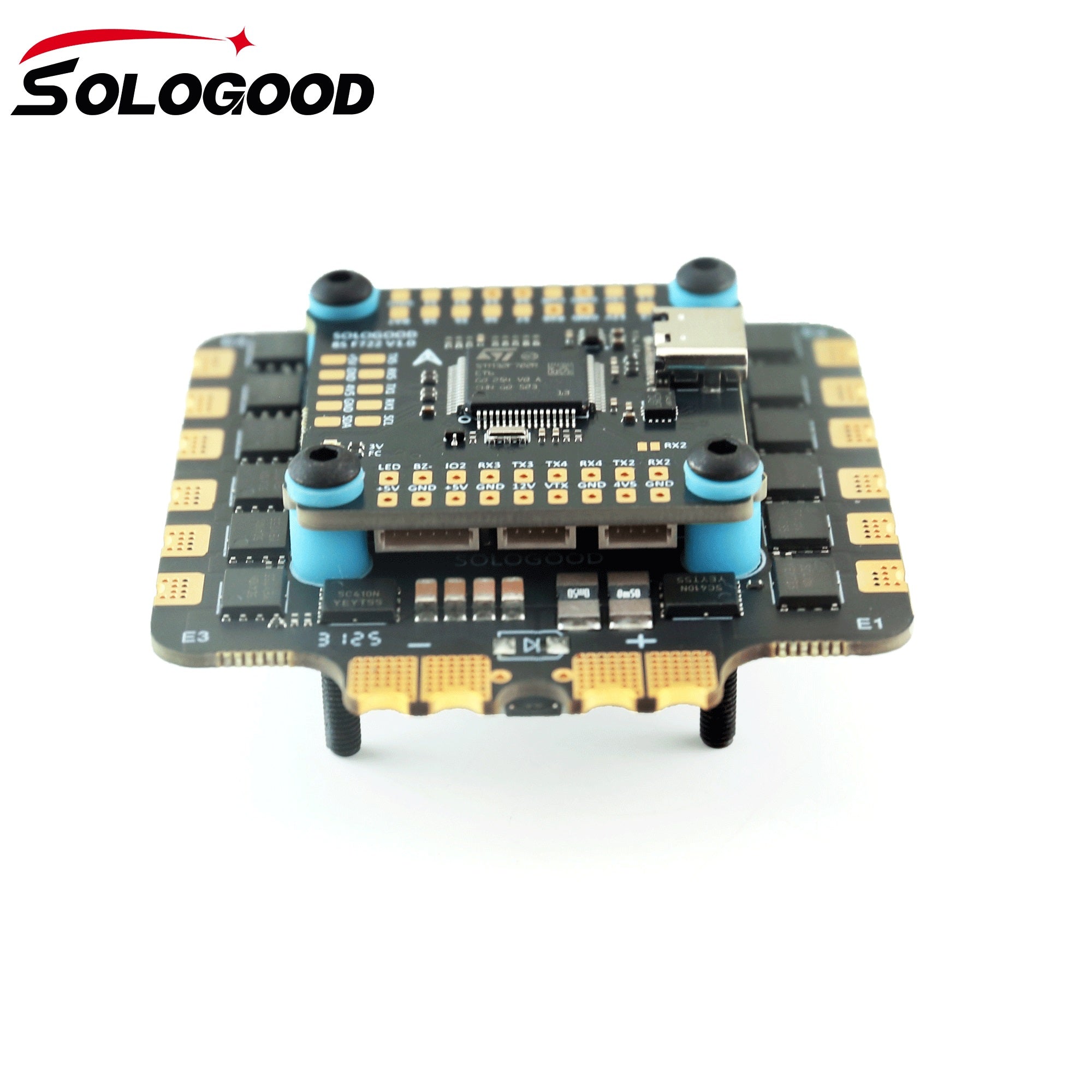 SoloGood 8S F722 100A Stack ICM42688P F722 Flight Controller 100A 4in1 ESC 30.5X30.5mm 3-8S Support 2 Cameras