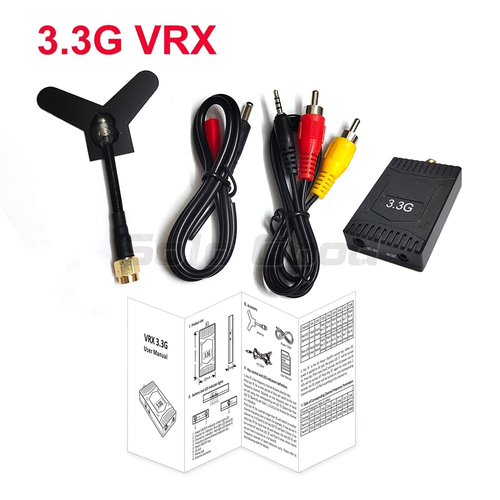 Long Range 3.3GHz 4W FPV Video Transmitter VTX 8CH 4000mW 3.3G VRX Receiver Kit for FPV RC Racing Drone Goggles