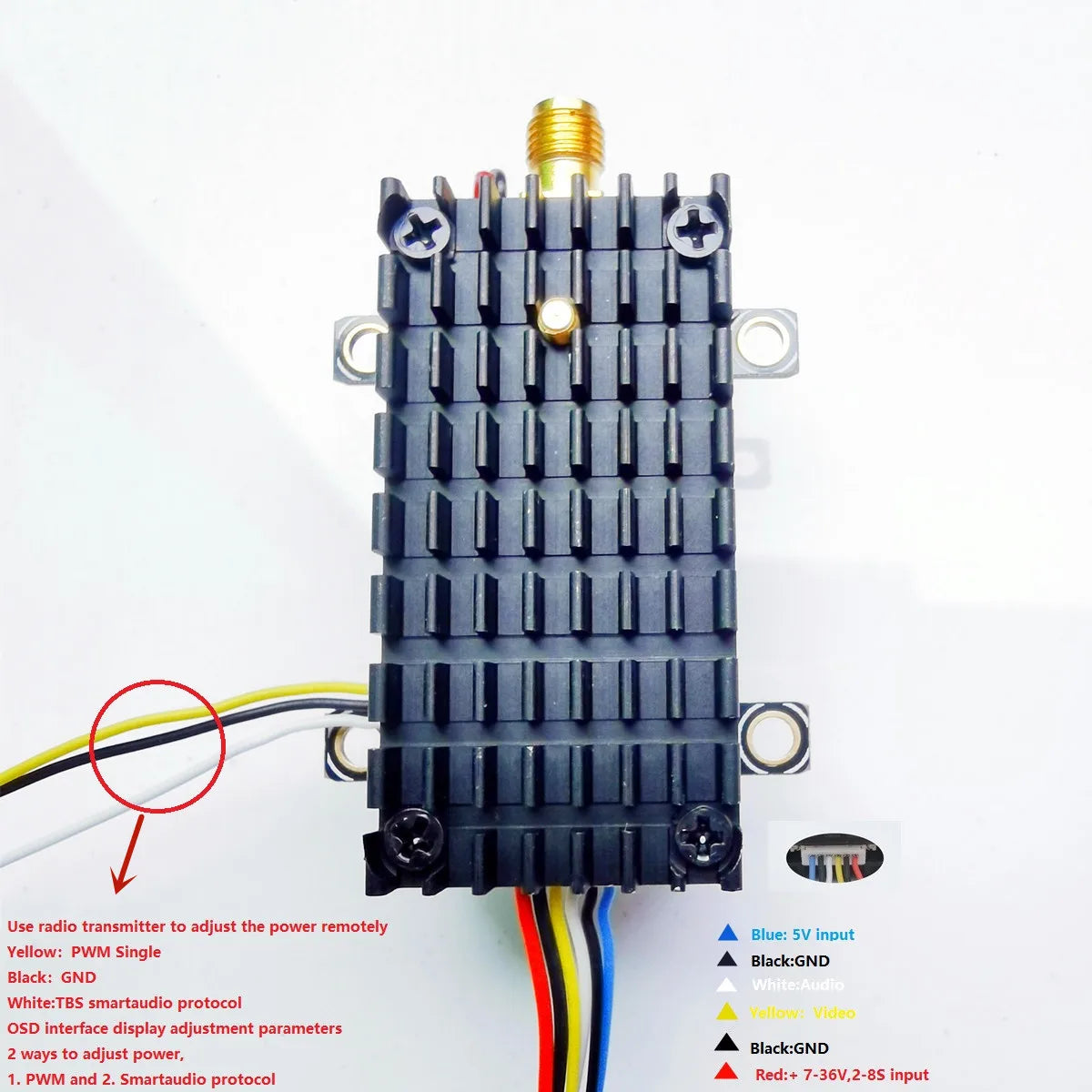 SoloGood Over 20Km Range 5.8Ghz 2W FPV Wireless Transmitter TS582000 5.8G 2000MW 8CH Video AV Audio Sender