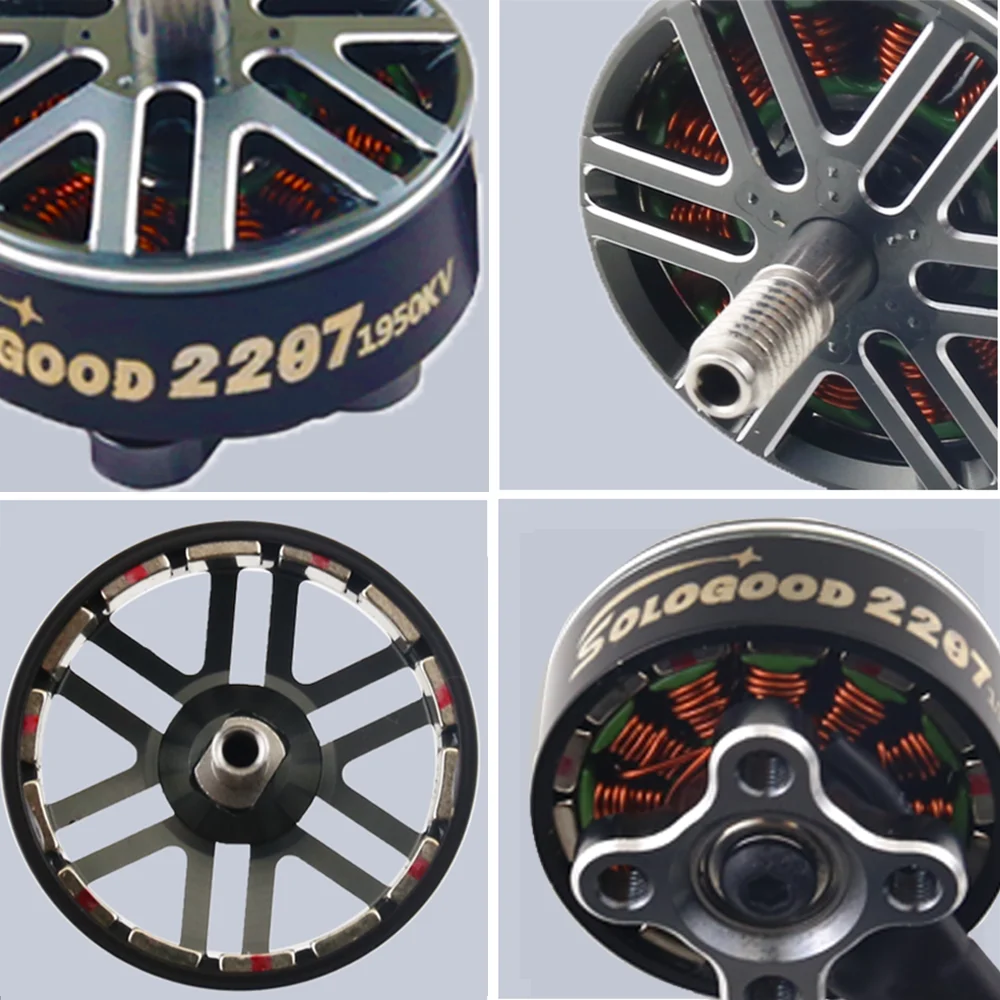 SoloGood 2207 1950KV 2550KV 2-6S Lipo Unibell Brushless Motor 12N14P 5mm Shaft Compatible 5 Inch Propeller for FPV Racing Drone
