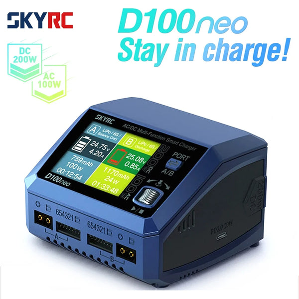 SkyRC D100neo Smart Charger SK-100199 AC100W DC200W Smart Lipo Charger Replacement For D100 V2 Upgrade