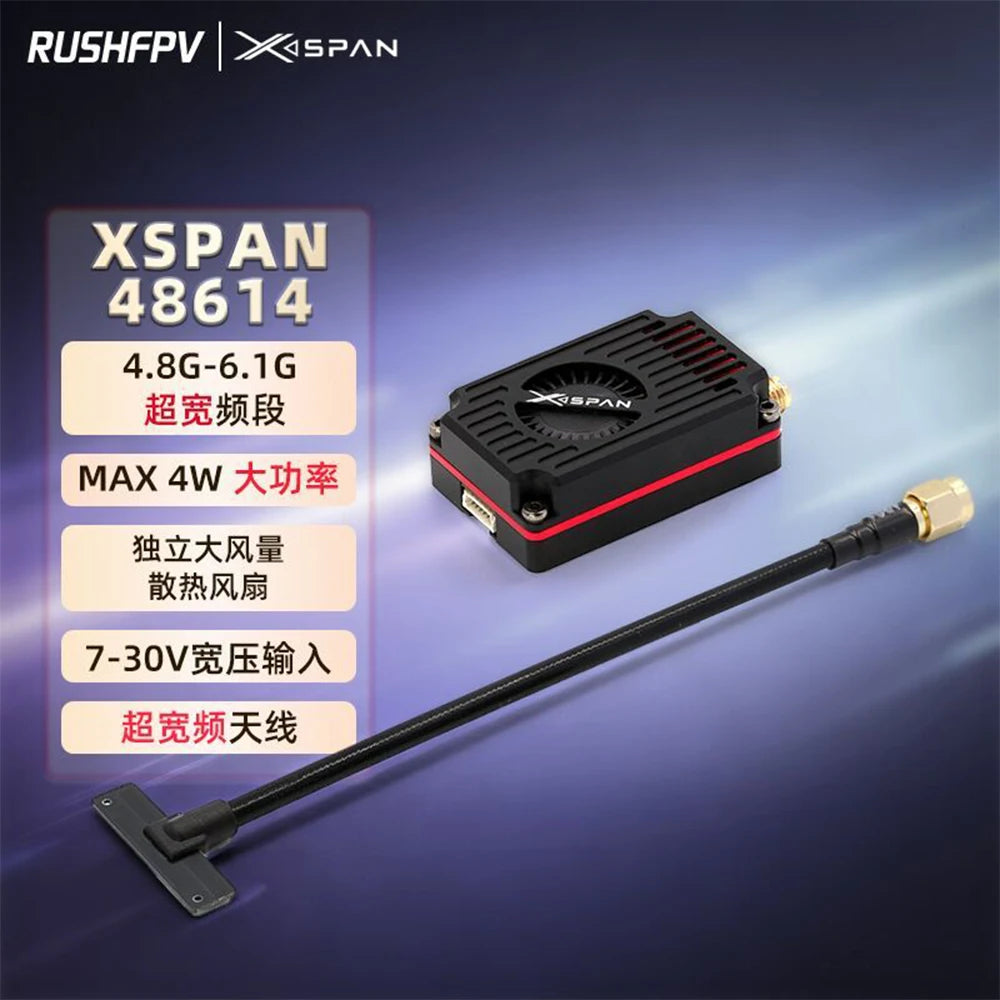 RUSHFPV XSPAN 4.8-6.1G 4W Broadband VTX Transmitter Module 96CH 4800MHz-6065MHz With Antenna