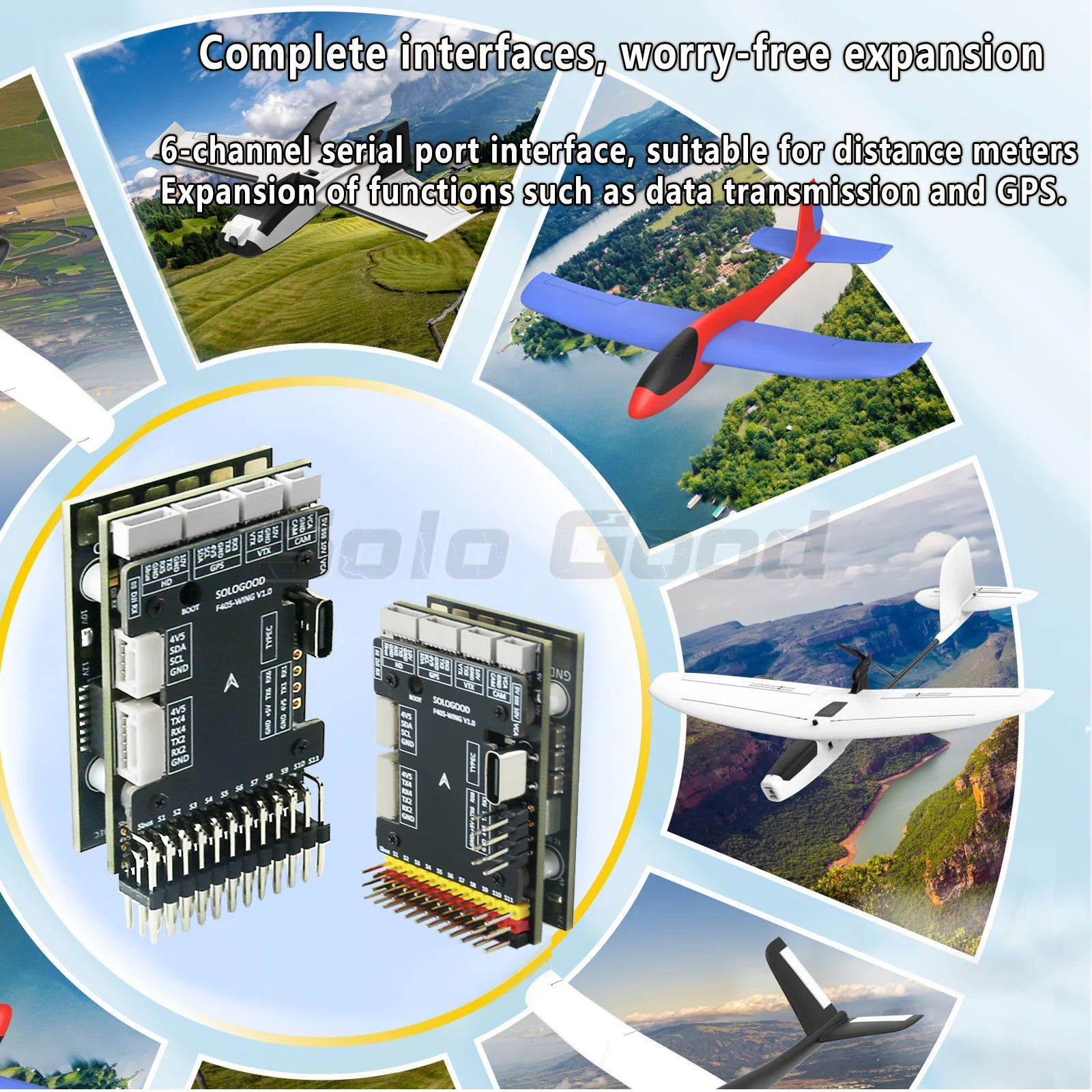 Sologood F405 Wing Flight Control of Fixed-Wing Model UAV Supports Hanging Ardupilot