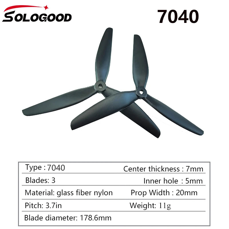 4Pcs/2Pairs SoloGood  7040 7 Inch 3-Blade 7X4X3  CW CCW Glass Fiber Nylon Propeller for RC FPV Racing Quadcopter