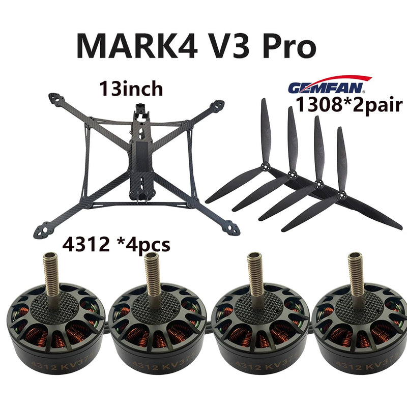 SoloGood MARK4 V3 Pro 13inch 570mm Carbon Fiber Frame Gemfan 1308 13X8X3 13inch Propeller 4312 508KV Brushless Motor