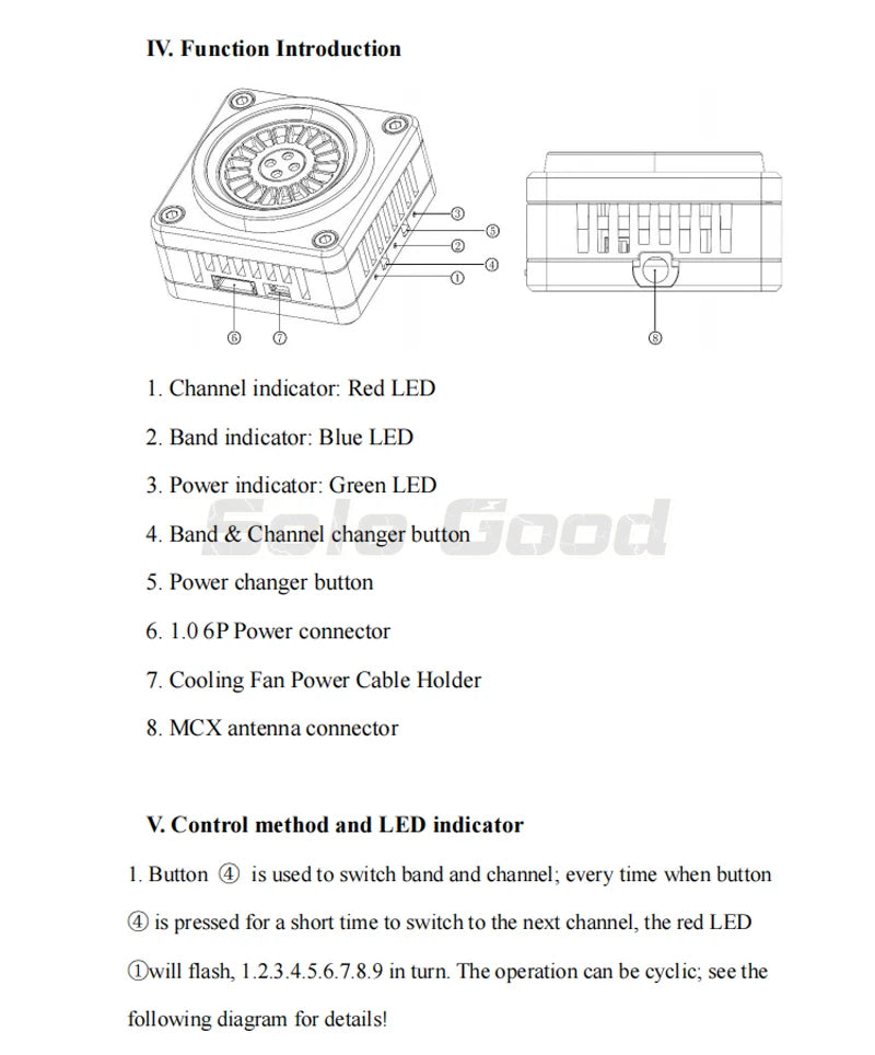 SoloGood 3.3GHz 5W Transmitter VTX 25mW/5000mW Two Level adjustable 16CH 3.3G 3170MHz-3470MHz