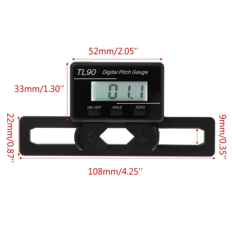 TL90 Digital Pitch Gauge LCD Backlight Display Blades Angle Measurement Tool Pitch Gauge Dropship