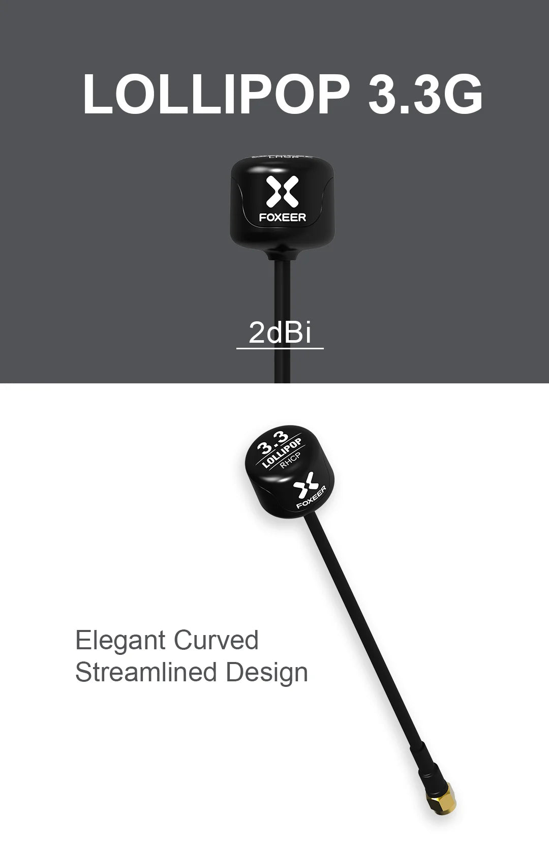 Foxeer Lollipop 3.3G 2dBi Omni Antenna SMA for RC Racing Drone 1PCS