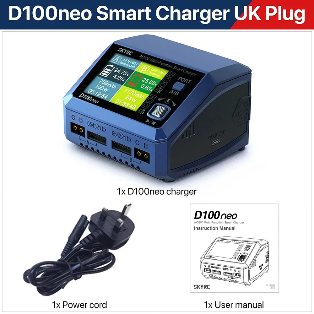 SkyRC D100neo Smart Charger SK-100199 AC100W DC200W Smart Lipo Charger Replacement For D100 V2 Upgrade