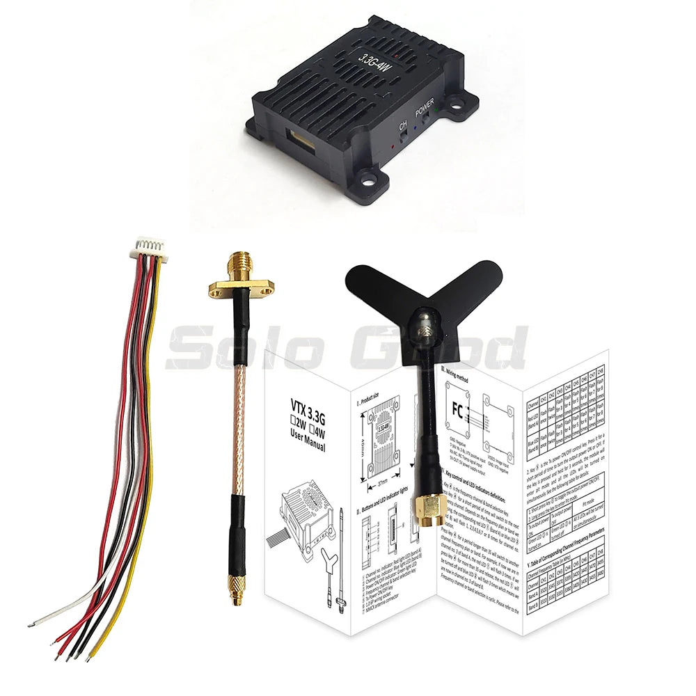 Long Range 3.3GHz 4W FPV Video Transmitter VTX 8CH 4000mW 3.3G VRX Receiver Kit for FPV RC Racing Drone Goggles