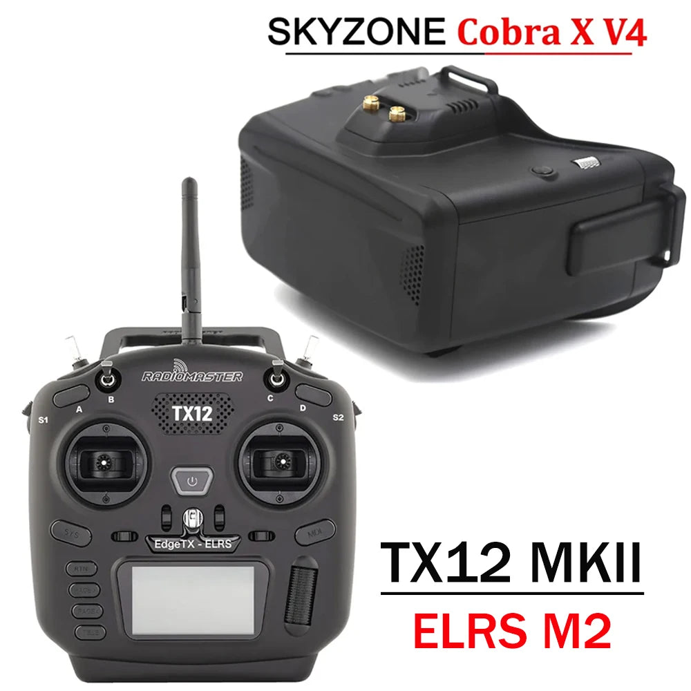 RadioMaster TX12 MKII MK2  Radio ELRS M2 EdgeTX OpenTX 16CH SKYZONE Cobra X V4 FPV Goggles 5.8Ghz 48CH FPV Receiver