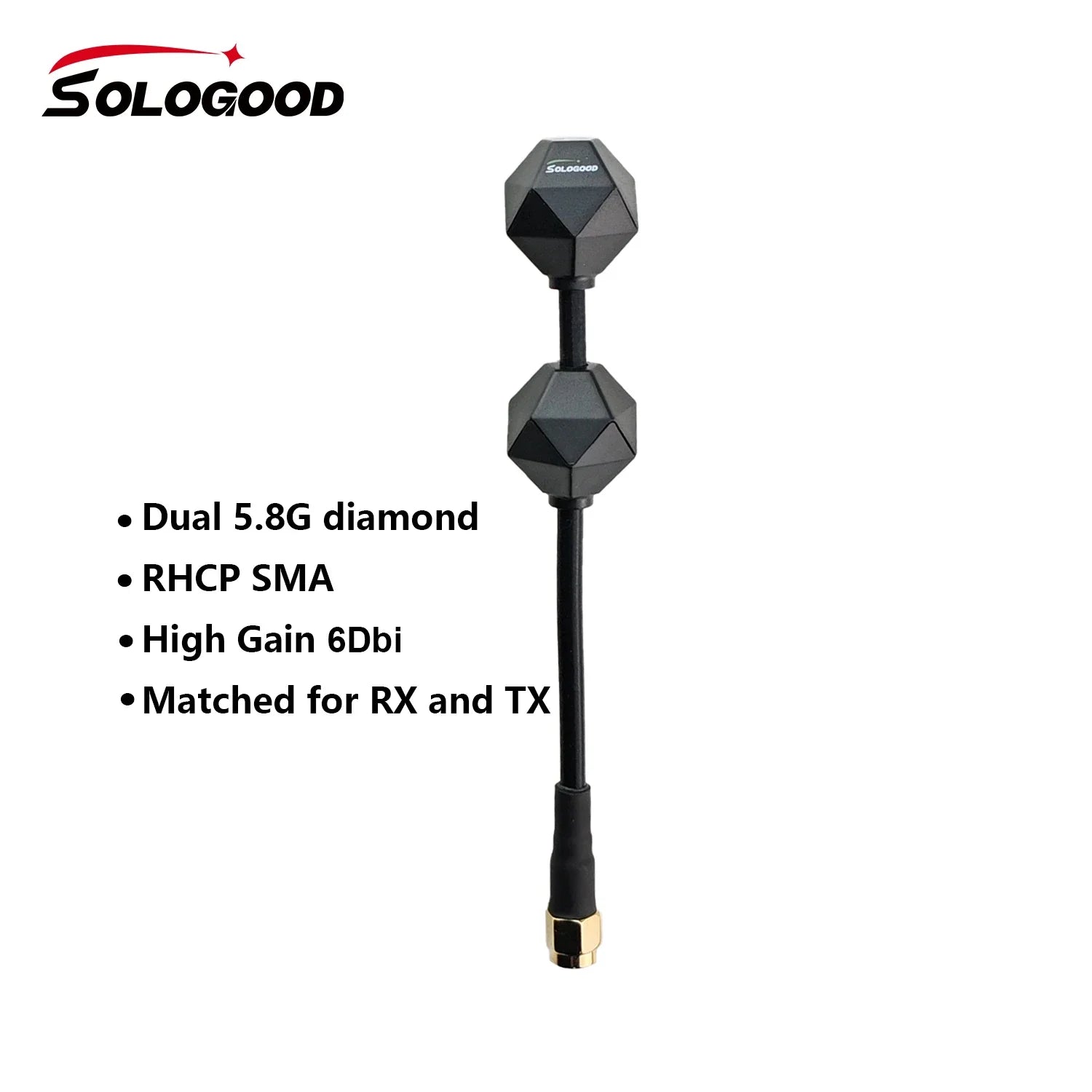 SoloGood Dual 5.8G Diamond Antennas Super High Gain 6DBi 5.2GHz-6.0GHz Anti-Jamming