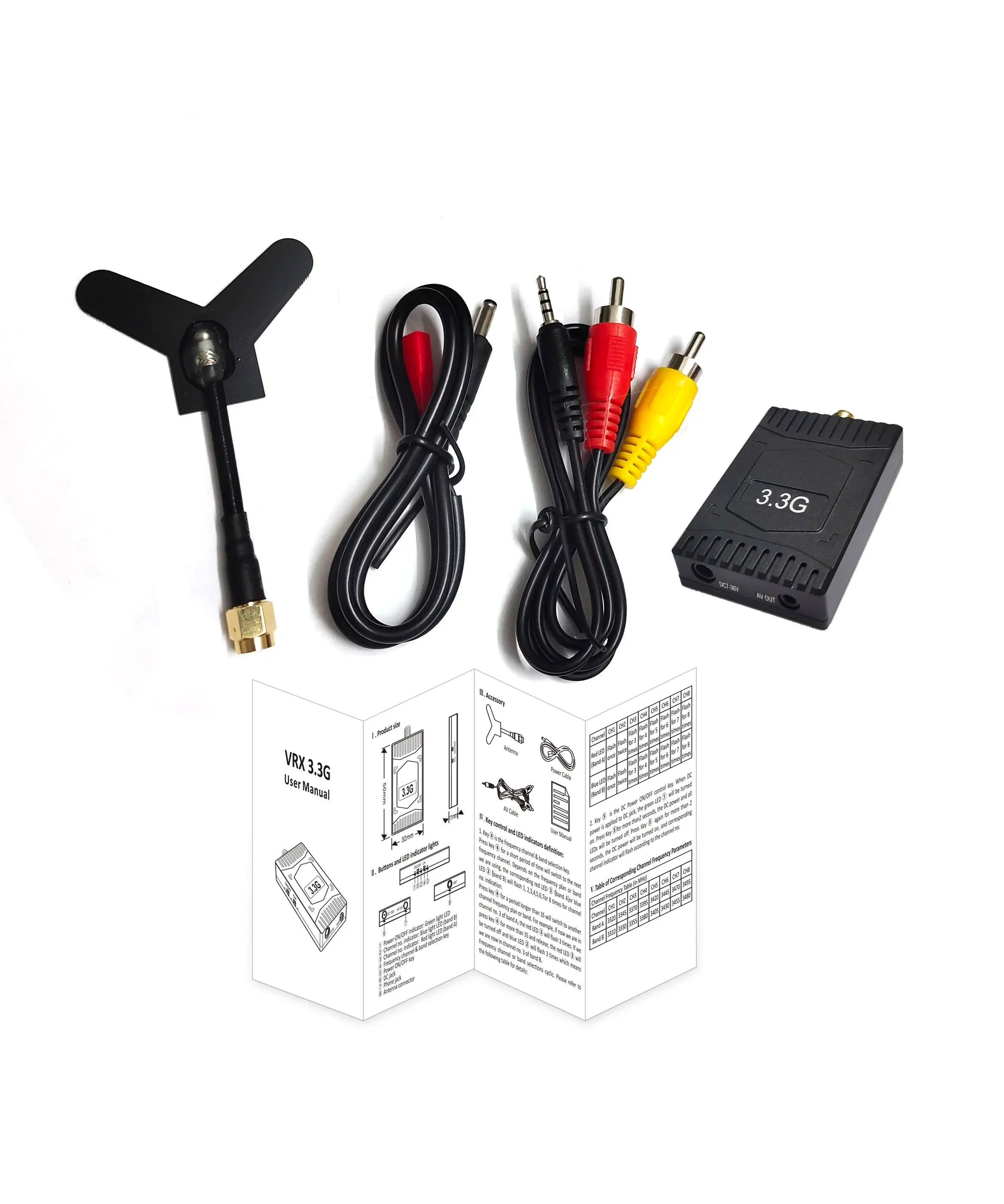 SoloGood Long Range 3.3GHz 3W FPV Video Transmitter VTX 8CH 4000mW 3.3G VRX Receiver Kit for FPV RC Racing Drone Goggles