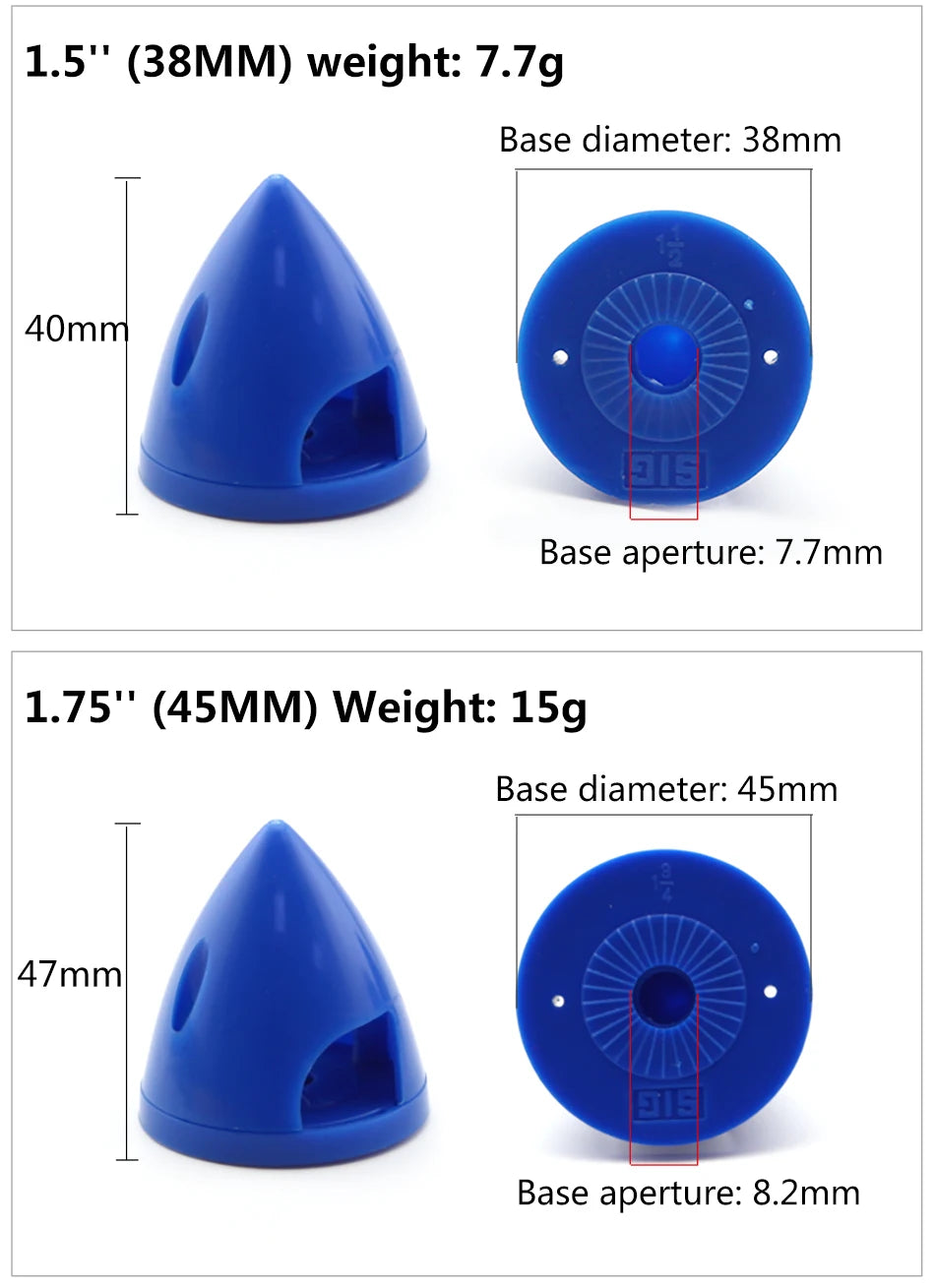 2PCS GEMFAN Nylon RC Plane Prop Propeller Spinner 2-Blades 38mm/45mm/51mm/57mm/63mm/70mm/75mm  Adjust The Airflow