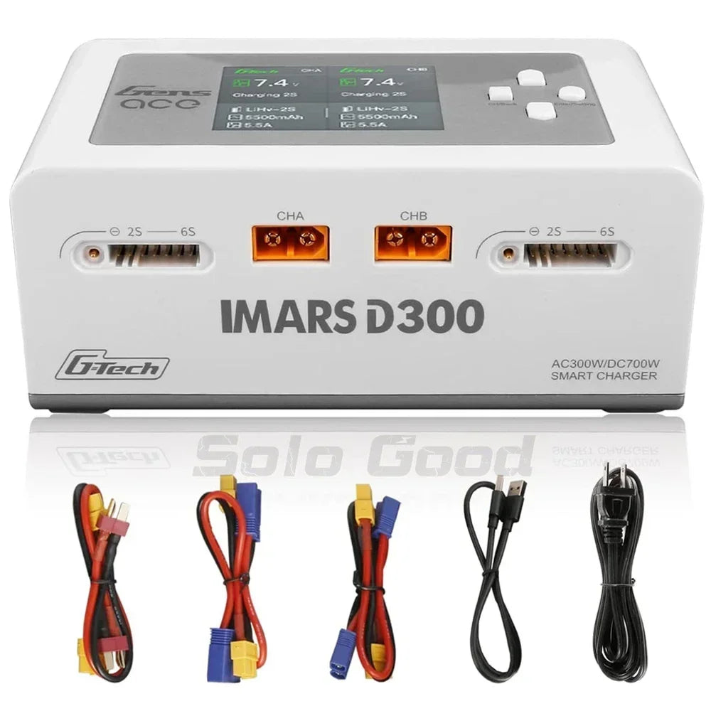 Gens Ace IMARS D300 G-Tech Series Smart Dual Lipo Charger 16A AC 300W DC 700W Lipo Charge