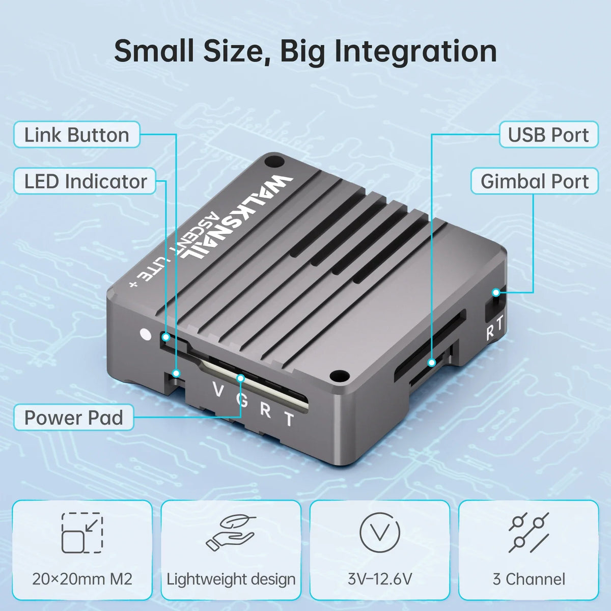 CADDXFPV Ascent Lite+ VTX 1080P 100fps HD Digital Video Transmitter 500mW 35ms