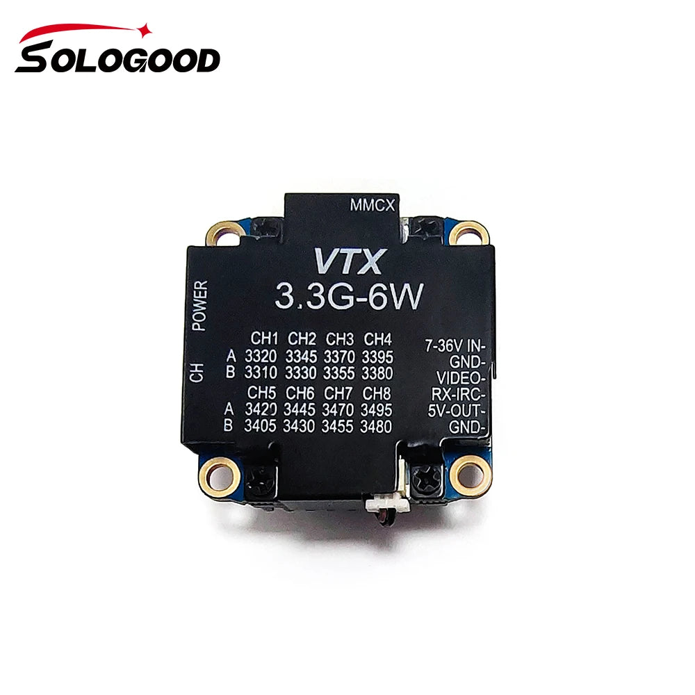 SoloGood 3.3G 6W VTX 7-36V 25mW/1000mW/3000mW/4000mW/6000mW FPV Video Transmitter 8CH FPV Video Receiver