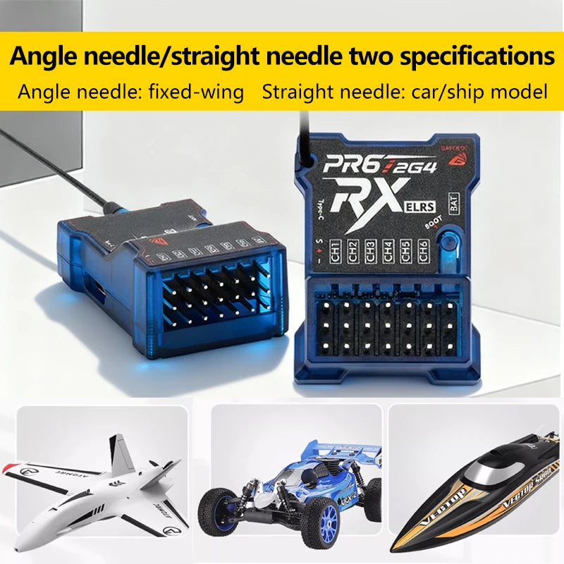 BAYCKRC PR6 2.4G ELRS Receiver 6CH ExpressLRS RX 10mW Angle/Straight Needle
