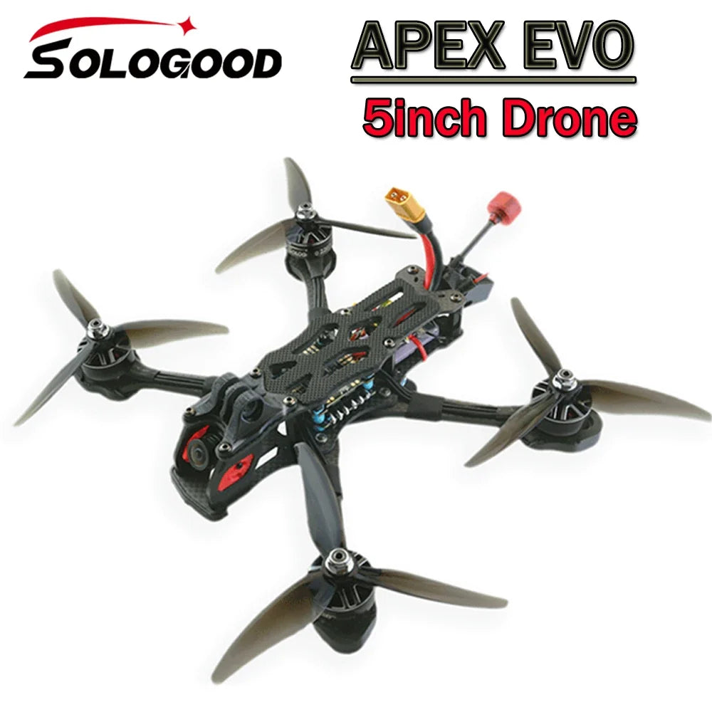 SoloGood APEX EVO 5inch FPV Drone 2207 1950KV Brushless Motor F405 55A Stack 5.8G 1.6W VTX RunCam Phoenix2 SPV3 1500TVL Camera