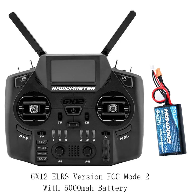 Radiomaster GX12 1000HZ 3D Digital CNC Hall Gimbal Dual Band Antenna Gemini XROSSBAND EXpressLRS Radio Controller