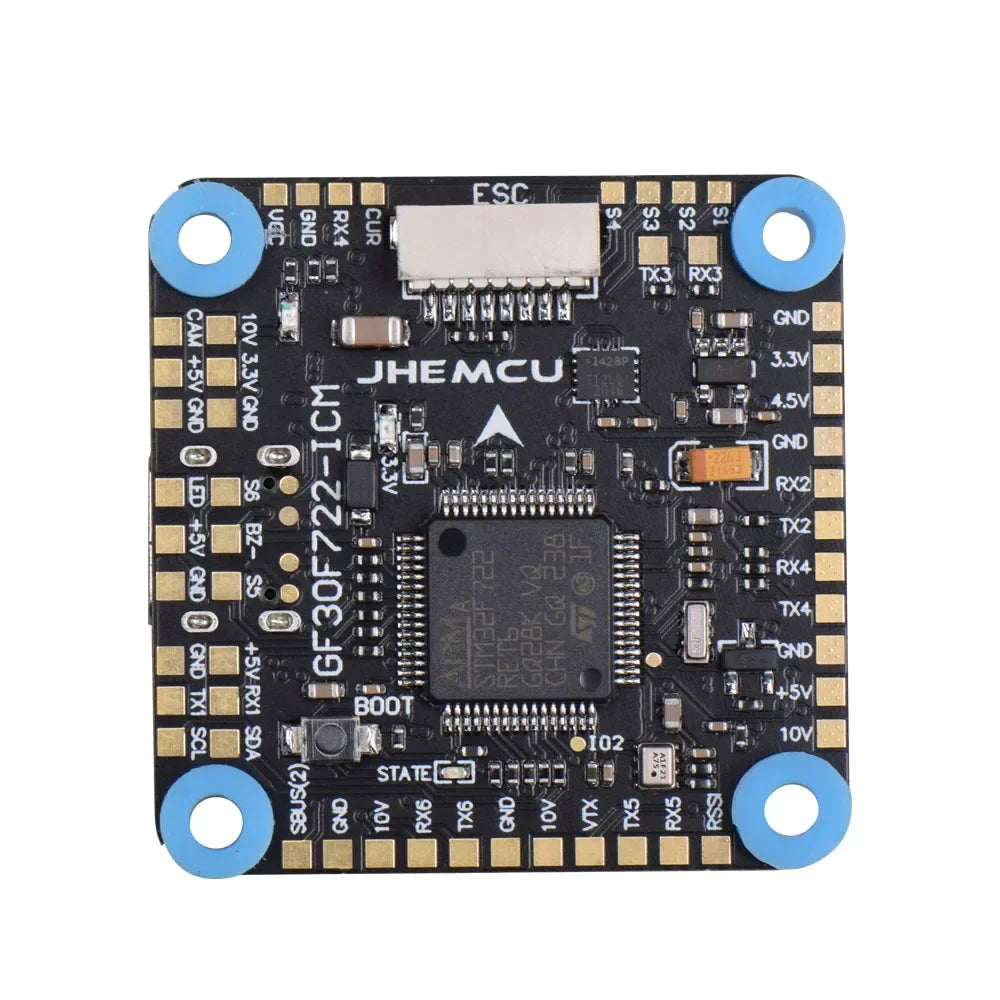 JHEMCU  F722 GF30F722-ICM Baro OSD 10V 5V  Dual BEC Flight Controller 30X30mm 3-8S