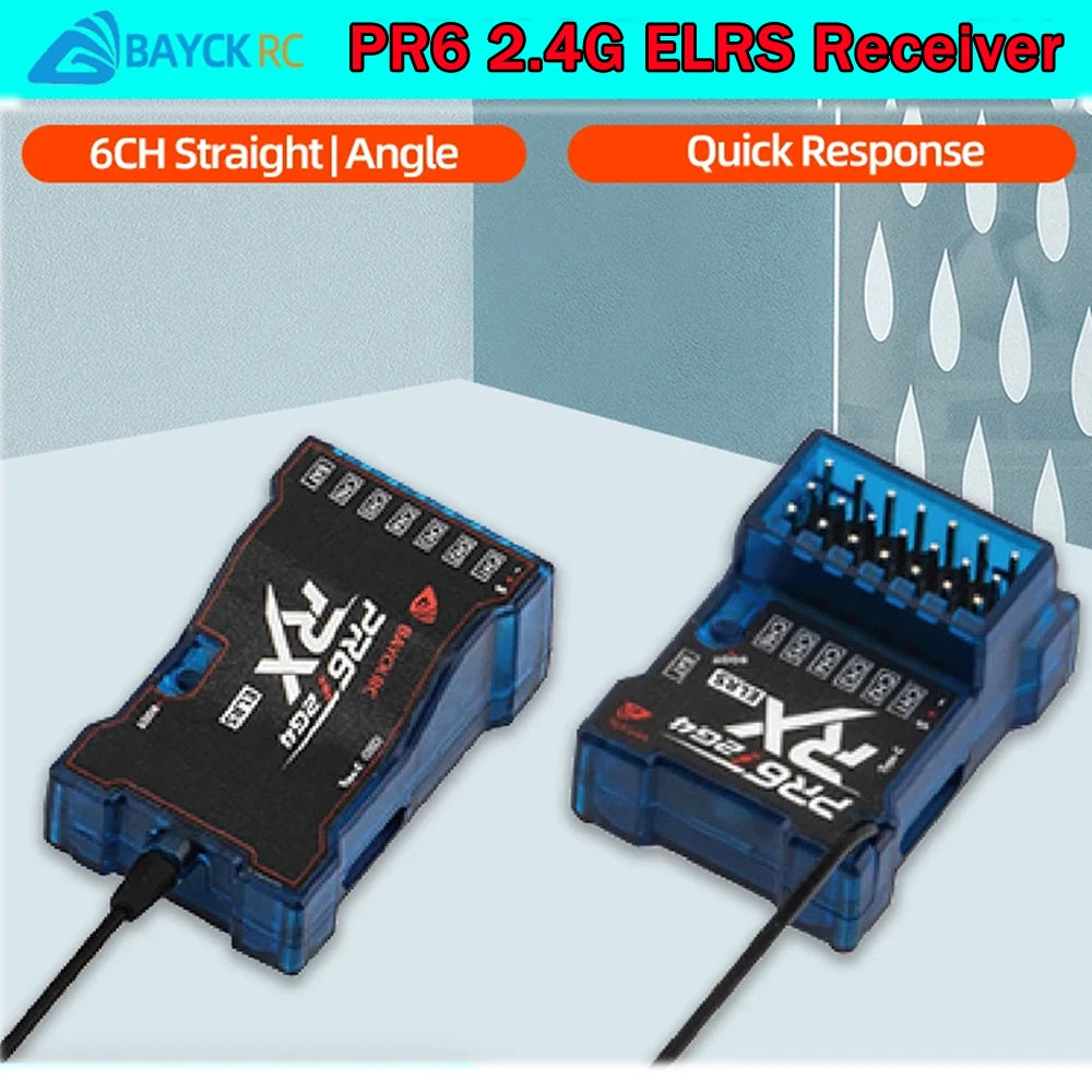 BAYCKRC PR6 2.4G ELRS Receiver 6CH ExpressLRS RX 10mW Angle/Straight Needle