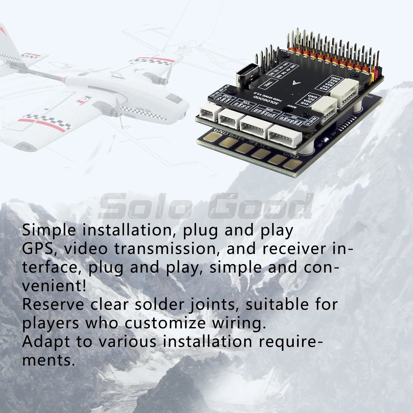 Sologood F405 Wing Flight Control of Fixed-Wing Model UAV Supports Hanging Ardupilot