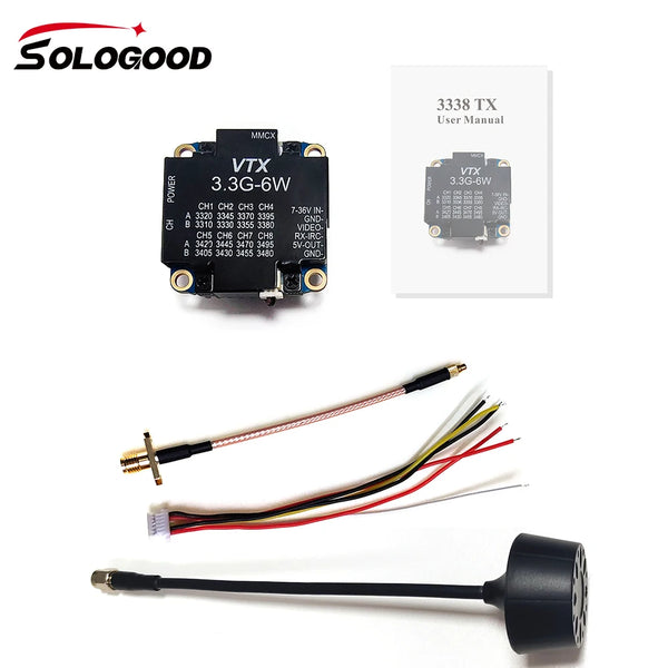 SoloGood 3.3G 6W VTX 7-36V 25mW/1000mW/3000mW/4000mW/6000mW FPV Video