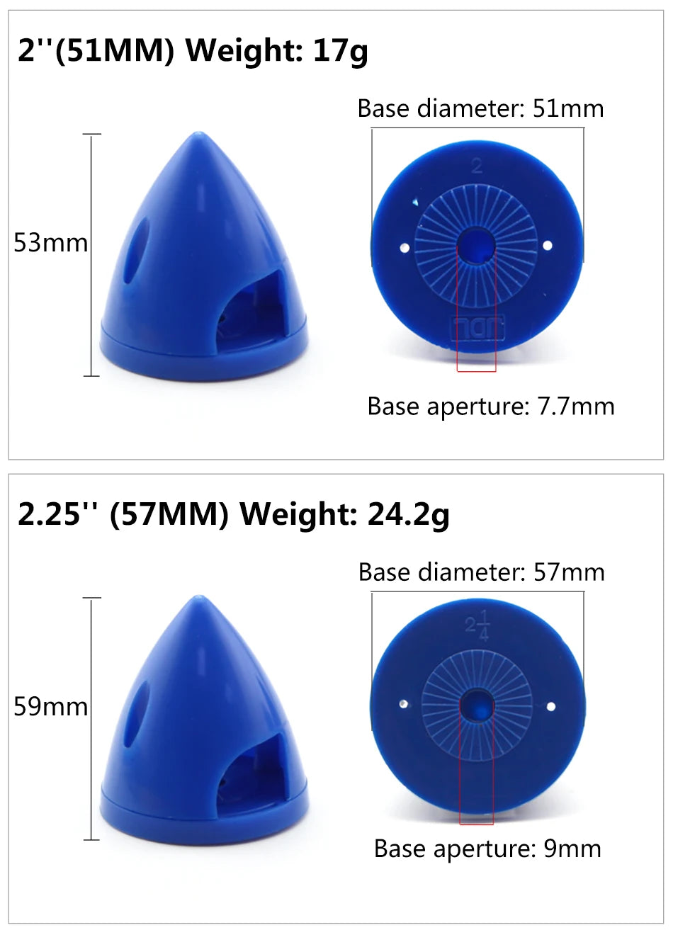2PCS GEMFAN Nylon RC Plane Prop Propeller Spinner 2-Blades 38mm/45mm/51mm/57mm/63mm/70mm/75mm  Adjust The Airflow