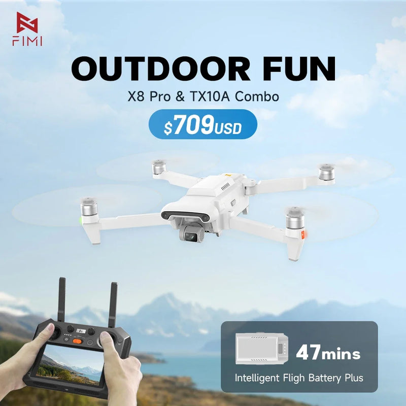 FIMI X8 Pro Camera Drones with Tri-Directional Obstacle Sensing 3-axis Gimbal 4G infinite transmission Smart Tracking Mode 15km