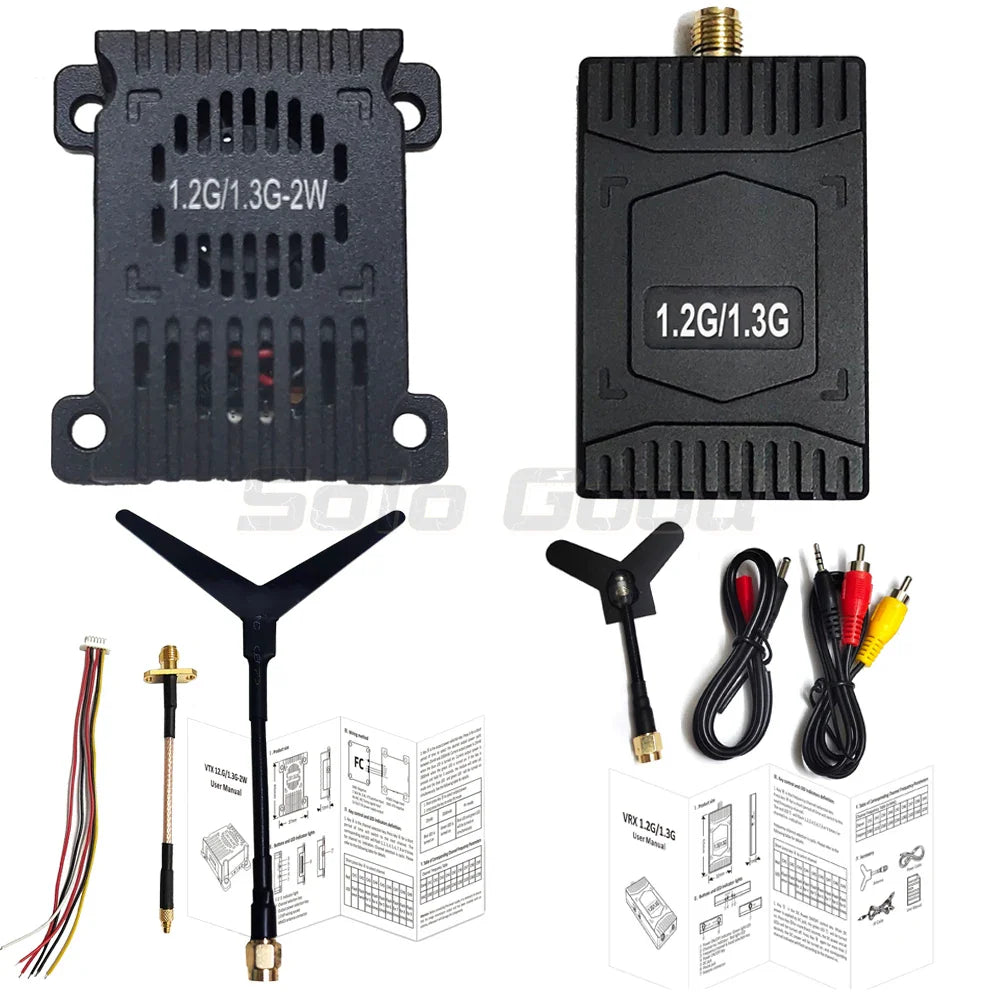 VTX 1.2G 1.3G 2W FPV Video Transmitter 9CH 1.2G/1.3G VRX Wid Band Video Receiver Kit