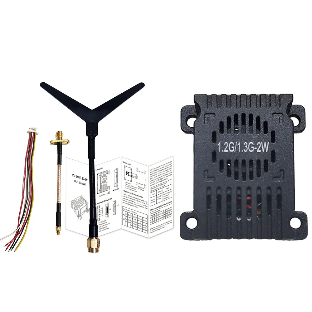 VTX 1.2G 1.3G 2W FPV Video Transmitter 9CH 1.2G/1.3G VRX Wid Band Video Receiver Kit