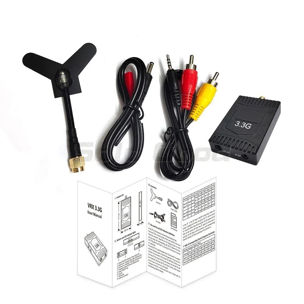 SoloGood Long Range 3.3GHz 3W FPV Video Transmitter VTX 8CH 4000mW 3.3G VRX Receiver Kit for FPV RC Racing Drone Goggles