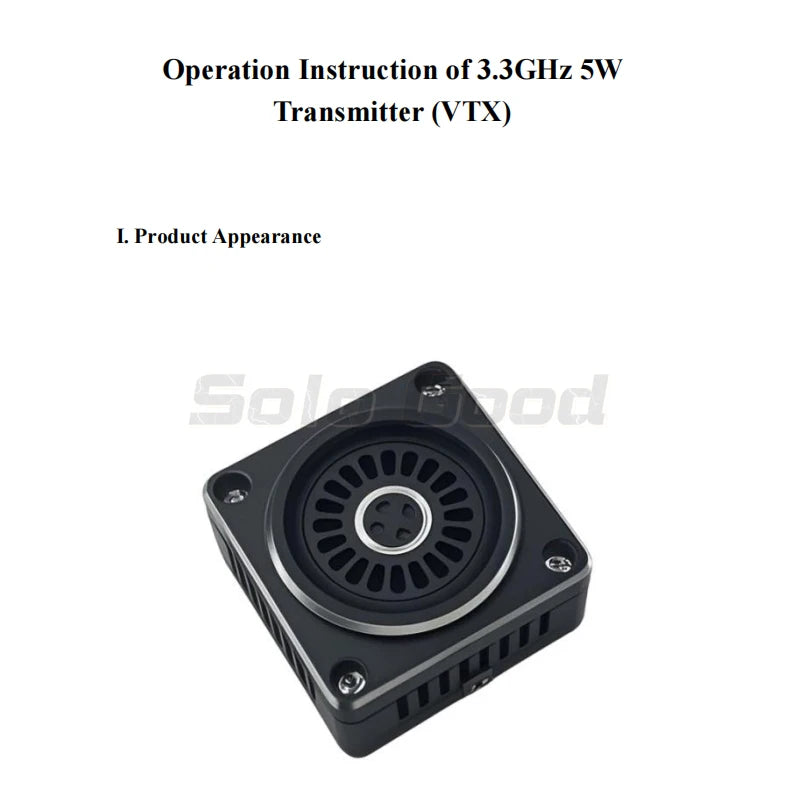SoloGood 3.3GHz 5W Transmitter VTX 25mW/5000mW Two Level adjustable 16CH 3.3G 3170MHz-3470MHz