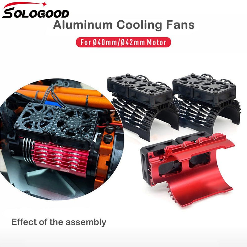 SoloGood RC Car Cooling Fans 40mm 27000rpm Motor Fan with Metal Heatsink for 1/8 RC Truck Diameter 40-42mm Brushless Motor