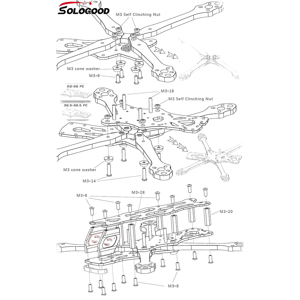 SoloGood APEX EVO  Frame Kit Quadcopter for CADDX Vista Polar Nebula Pro RunCam Link Phoenix DJI O3 Air Unit 2306 Motor
