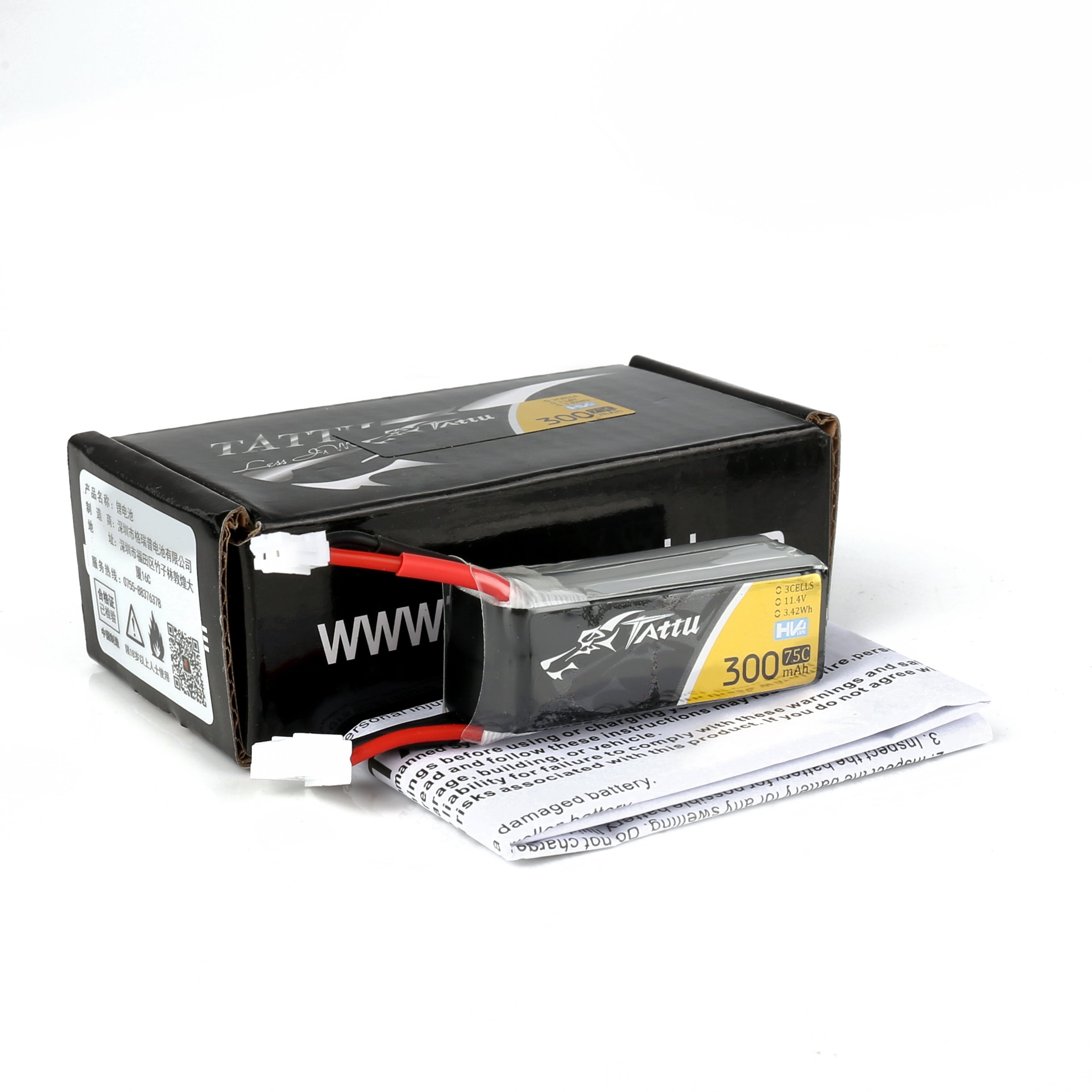 5pcs TATTU Lipo Battery 300mAh 11.1V 95C 3S with PH2.0 Plug Connector for RC FPV Racing Drone Quadcopter