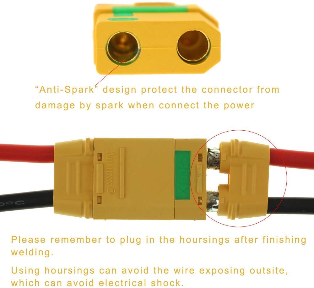 Wholesale 100pcs Amass  XT90S XT90-S XT90 Connector Anti-Spark Male Female Connector for Battery, ESC and Charger Lead