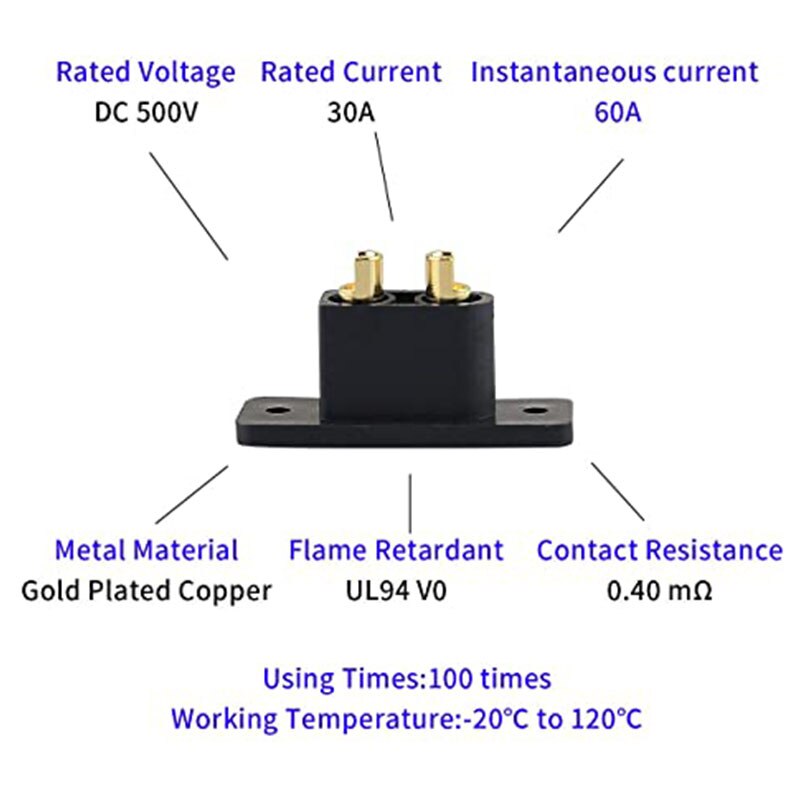 5/10PCS/20PCS AMASS Black XT90E-M Battery Plug Gold-Plated Male Connector DIY Connecting Parts for RC Aircraft Drone Accessories