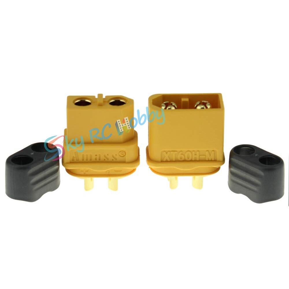 Amass 5 Pairs Amass XT60H XT60 Bullet Connector Male Female Plug Pack with 5 Feet 12AWG Silicone Cable (Red+Black)