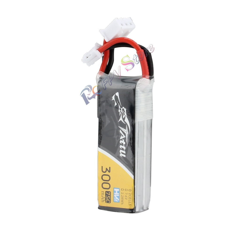4PCS Tattu 300mAh  7.6V 75C 2S1P HV Lipo Battery Pack With  JST-PHR Plug  for RC FPV Racing Drone Quadcopter Toys
