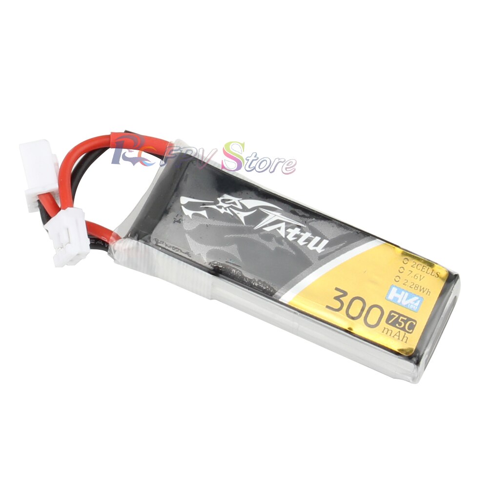 4PCS Tattu 300mAh  7.6V 75C 2S1P HV Lipo Battery Pack With  JST-PHR Plug  for RC FPV Racing Drone Quadcopter Toys