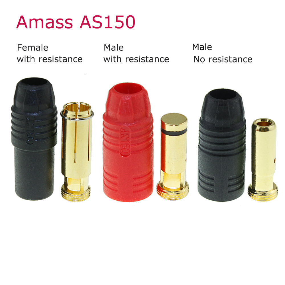 Amass AS150 Gold Plated Banana Plug 7mm Male Female for High Voltage Battery Red Black
