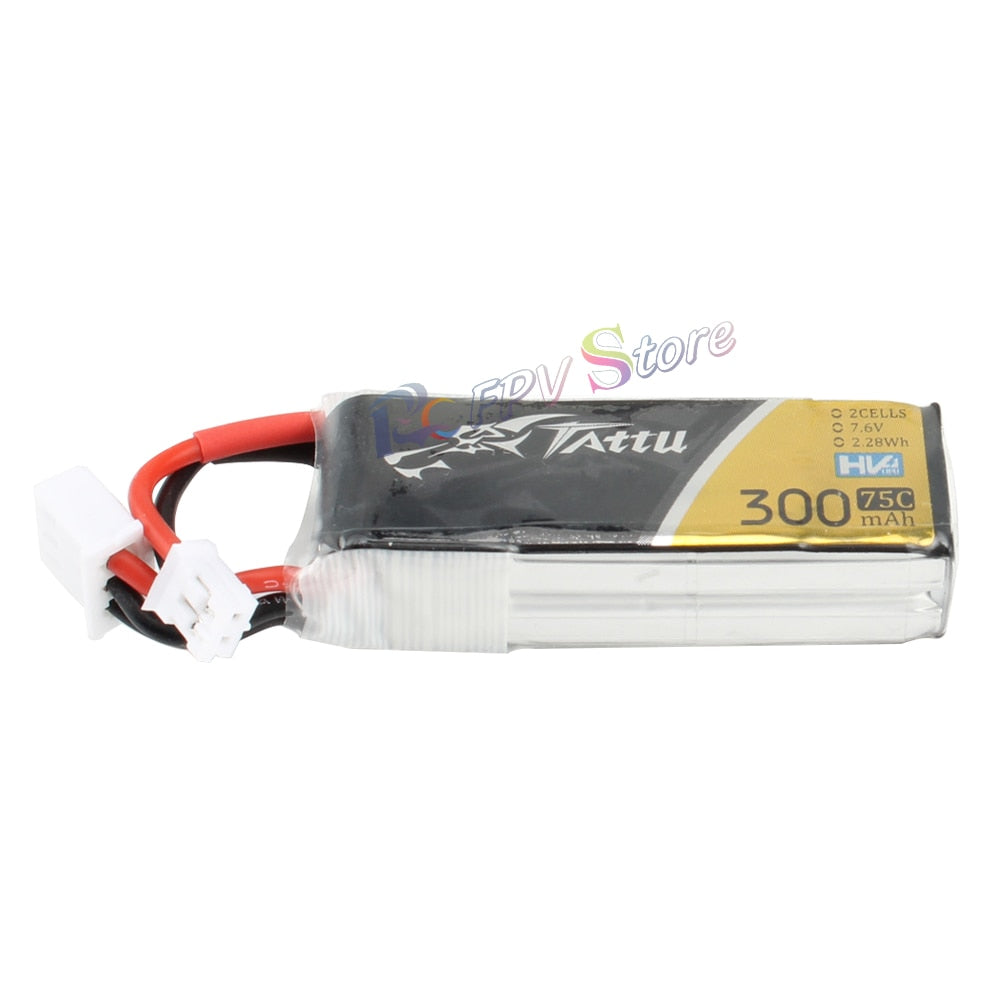 4PCS Tattu 300mAh  7.6V 75C 2S1P HV Lipo Battery Pack With  JST-PHR Plug  for RC FPV Racing Drone Quadcopter Toys
