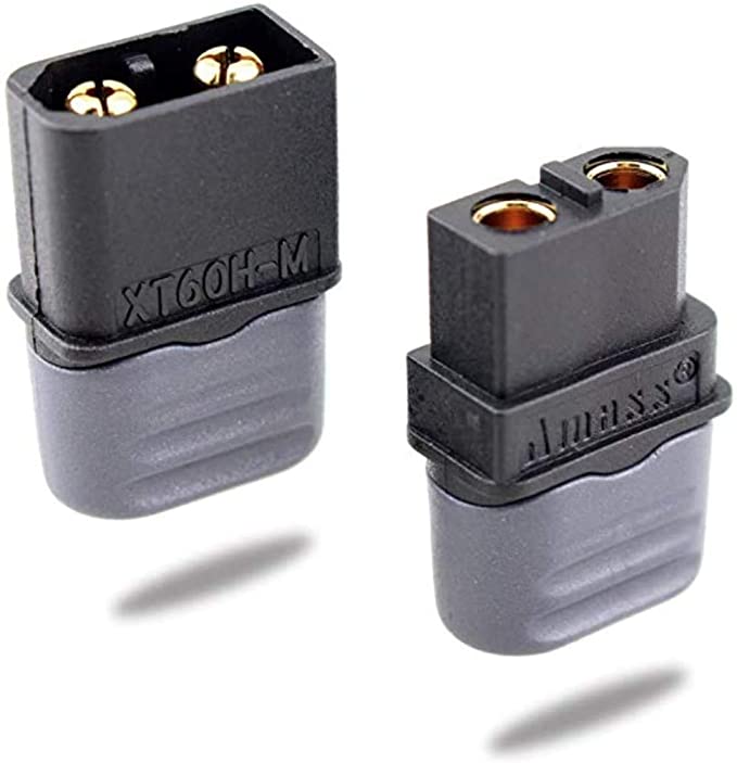 Amass XT60 XT60H Black Bullet Connector Plug Upgrated of XT60 Plug Sheath Female & Male Black Plated for RC Parts Lipo Battery